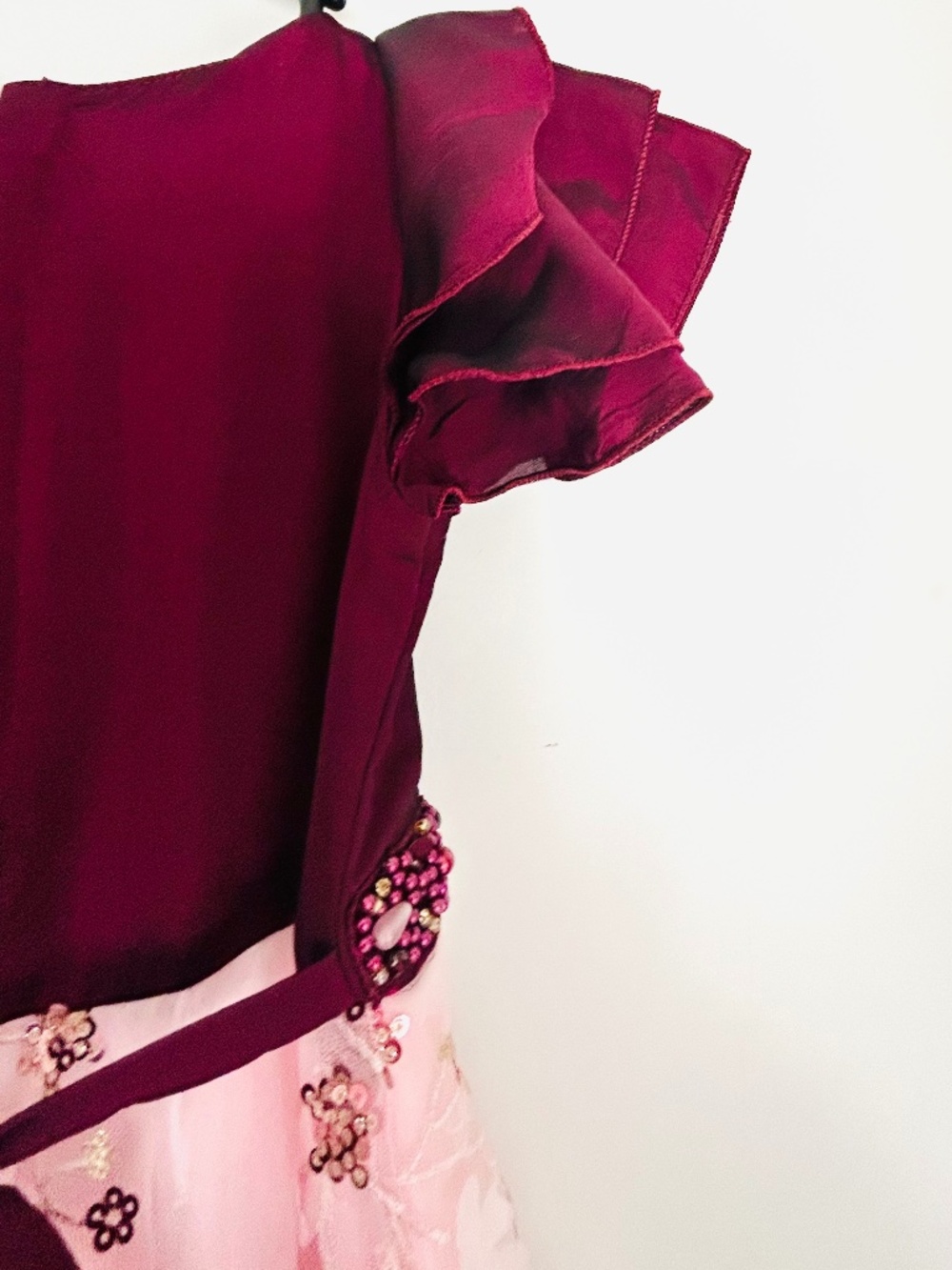 Gorgeous LittleGirl Gown embelished with beads and floral appliqués - Picture 7 of 11